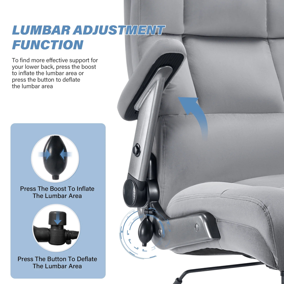Big and Tall 700lbs Office Chair, Ultra-Soft Fabric Executive Desk Chair, Ergonomic Computer Chair with 3D Flip Up Arms, Adjustable Lumbar Support, Heavy Duty Metal Base and Quiet Rubber Wheel, Black