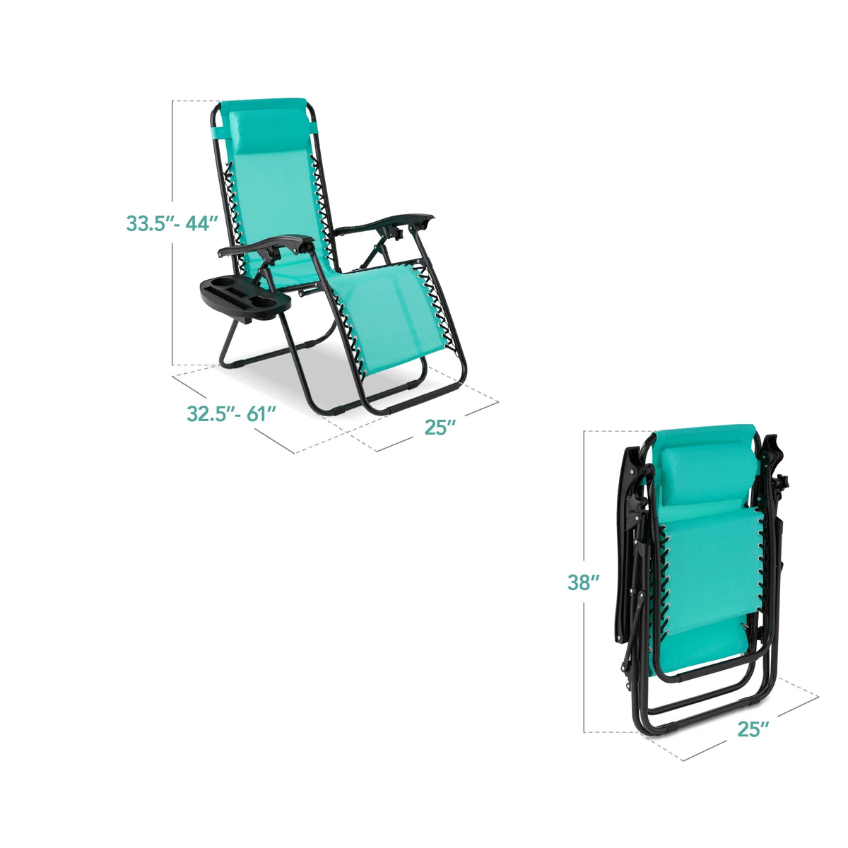 Best Choice Products Set of 2 Zero Gravity Lounge Chair Recliners for Patio, Pool w/ Cup Holder Tray - Gray