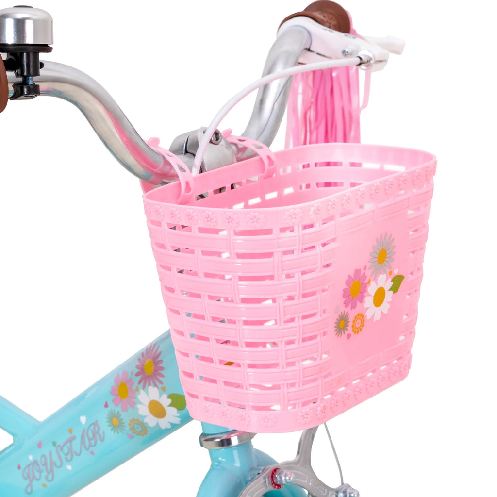 JOYSTAR Little Daisy 14 Inch Kids Bike for 3 4 5 Years Girls with Handbrake Children Princess Bicycle with Training Wheels Basket Streamer Toddler Cycle Bikes Blue