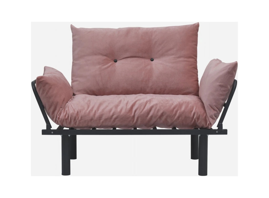 JINS&VICO Futon Love Seats with Adjustable Backrest, 2 Seat Convertible Sofa for Living Room, Small Space, Offices, Dorm, Studio,Sofa Chair(Pink)