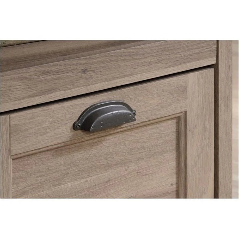 Bowery Hill Traditional Wood Executive Desk with File Drawer in Salt Oak