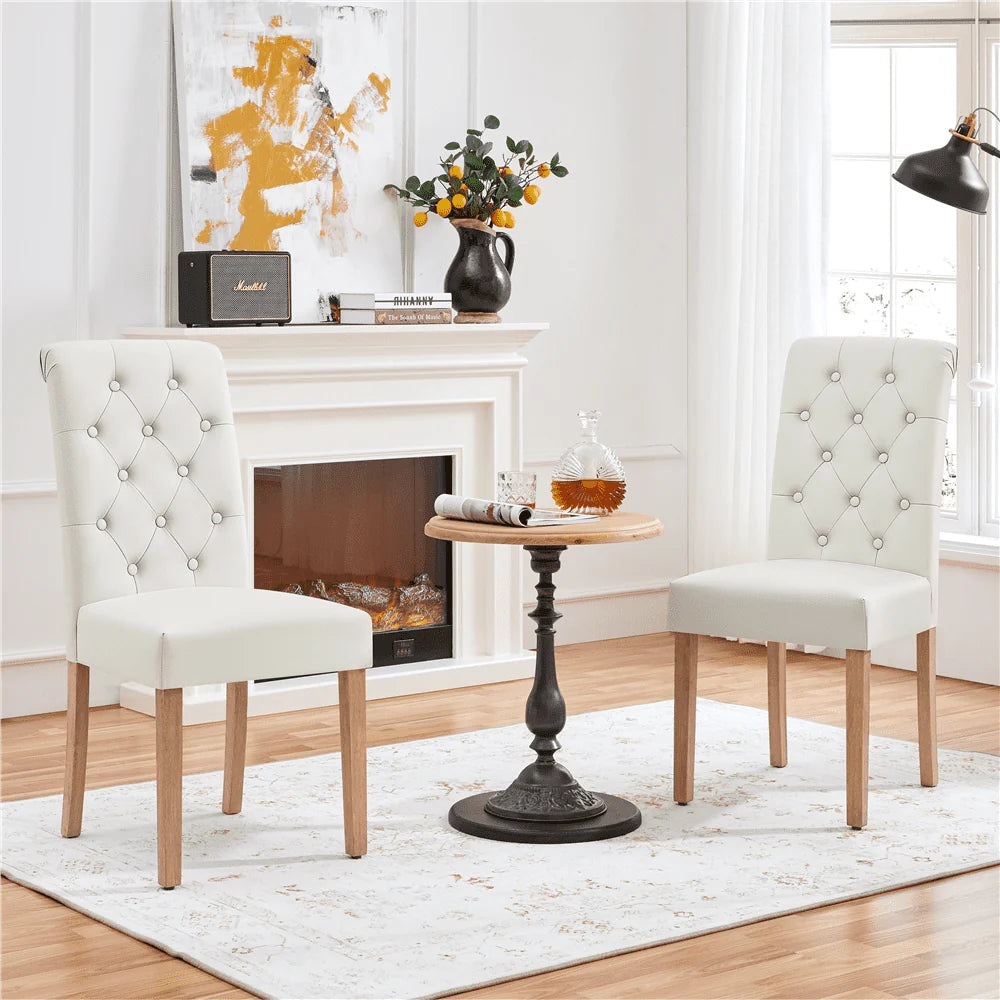SMILE MART 6pcs Padded Parsons Fabric Upholstered Dining Chairs, Beige