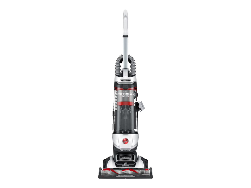 Hoover Bagless Upright Vacuum, High Performance, Pet Friendly, Swivel Design, with Dusting Brush, Extension Wand, HEPA Filter, Crevice & Upholstery Tool, 110 V Red/Grey