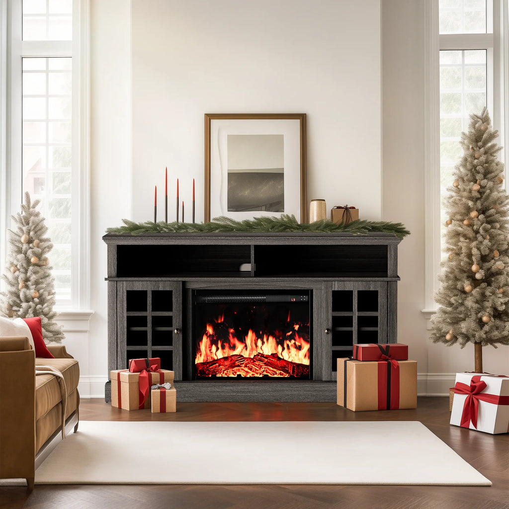 Electric Fireplace TV Stand for 75�� TVs Fireplace Entertainment Center TV Console Table with 23�� Fireplace, Holds up to 200 lbs