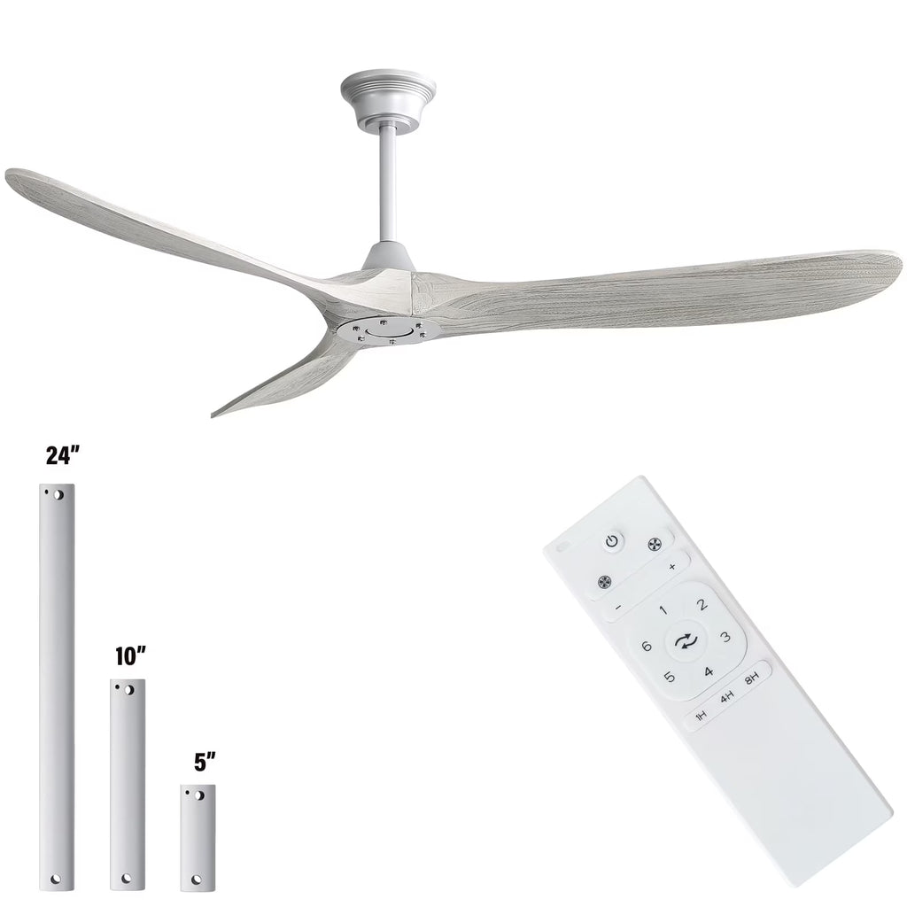 Sofucor 60" Modern Ceiling Fans No Light With Remote Control For Living Room Porch