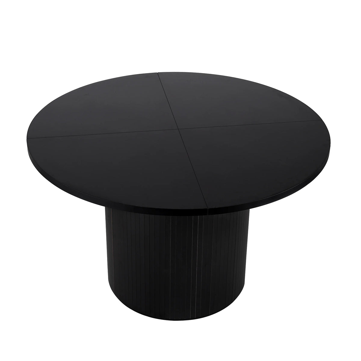 Wirrytor Round Dining Table, Modern Farmhouse Kitchen Table, 47 Inch Coffee Circle Dining Tables with Wood Strip Base for Kitchen Living Room, Black