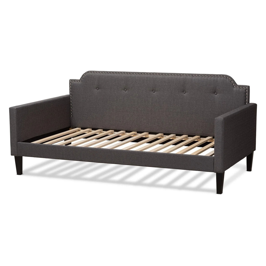 Baxton Studio Packer Modern and Contemporary Grey Fabric Upholstered Twin Size Sofa Daybed