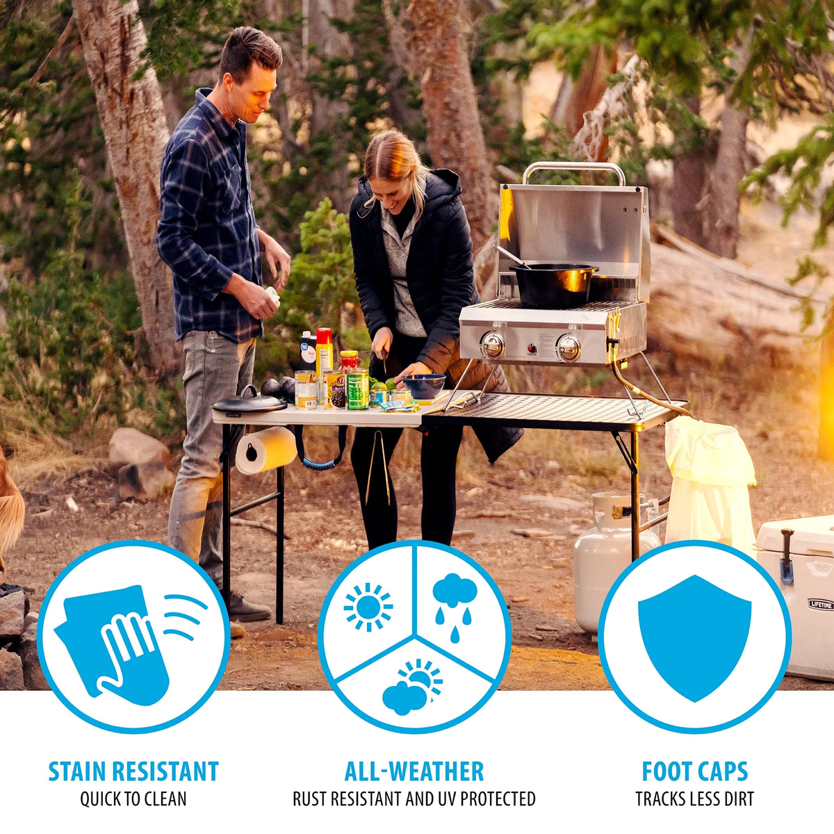 Lifetime 5' Fold-in-Half Camping Folding Table, Pumice (280875)