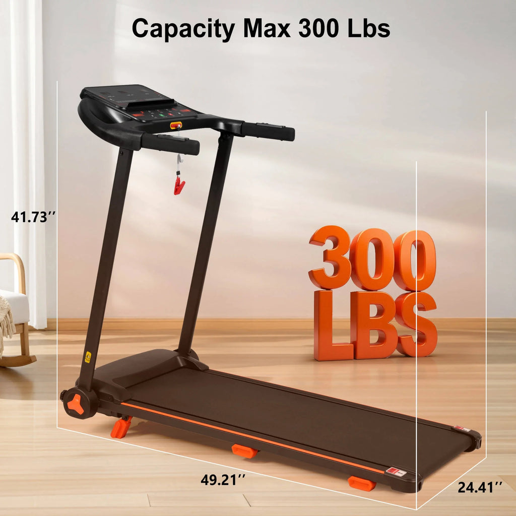 EUROCO 300 LBS Portable Folding Treadmill,2.5 HP Foldable Compact Treadmill with LED Display, Adjustable Incline,Heart Rate Sensor,Charge Station,Bluetooth Speaker and 6 Shock-Absorbing for Home