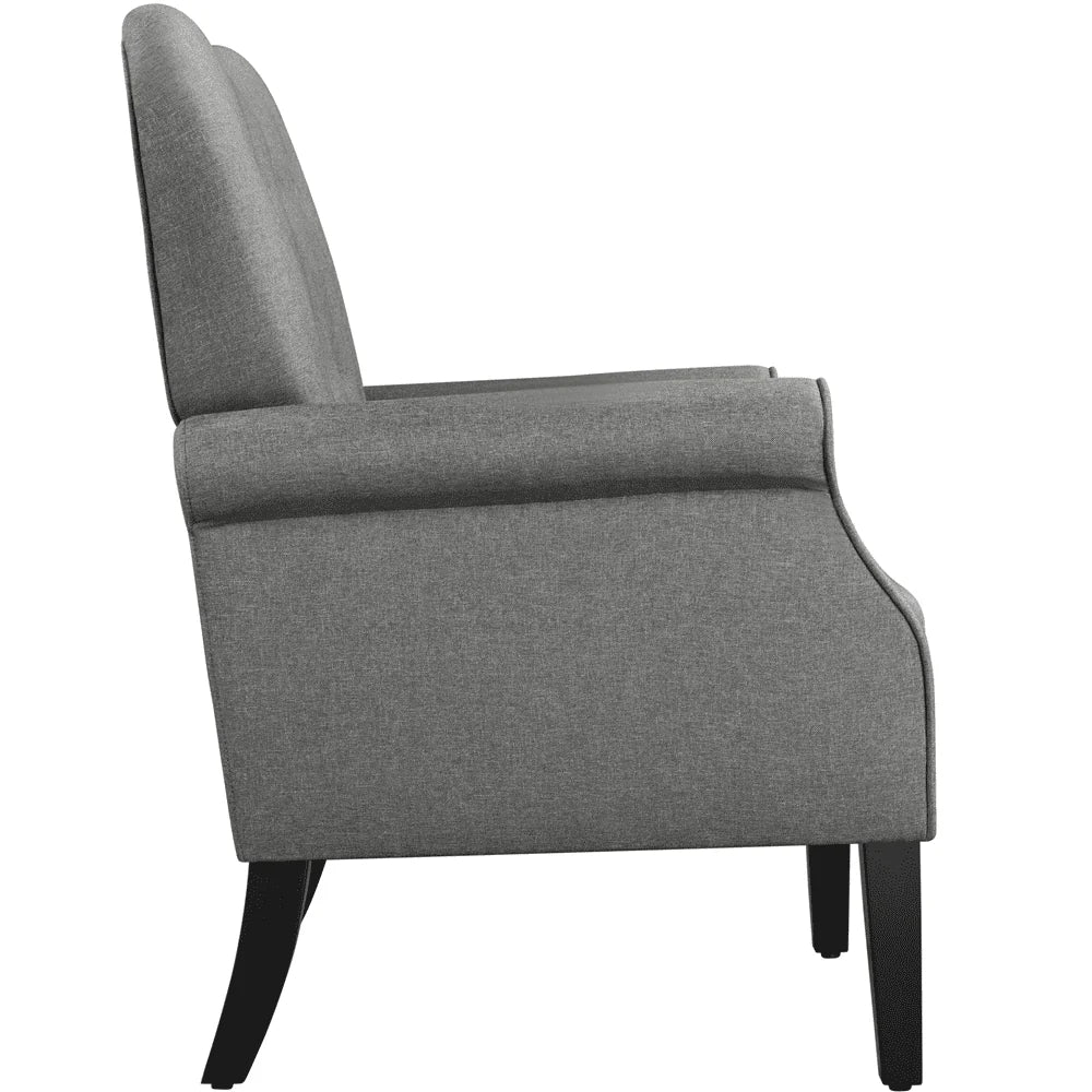 Yaheetech Modern Upholstered Accent Chair with Wooden Leg for Living Room, Dark Gray