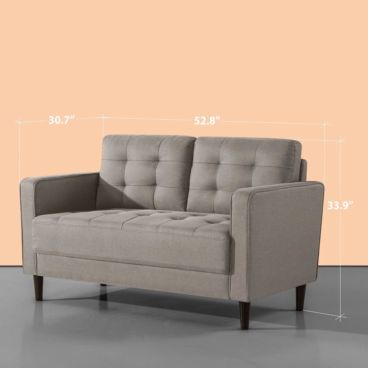 Zinus Benton 2-Seater Loveseat, Stone Grey