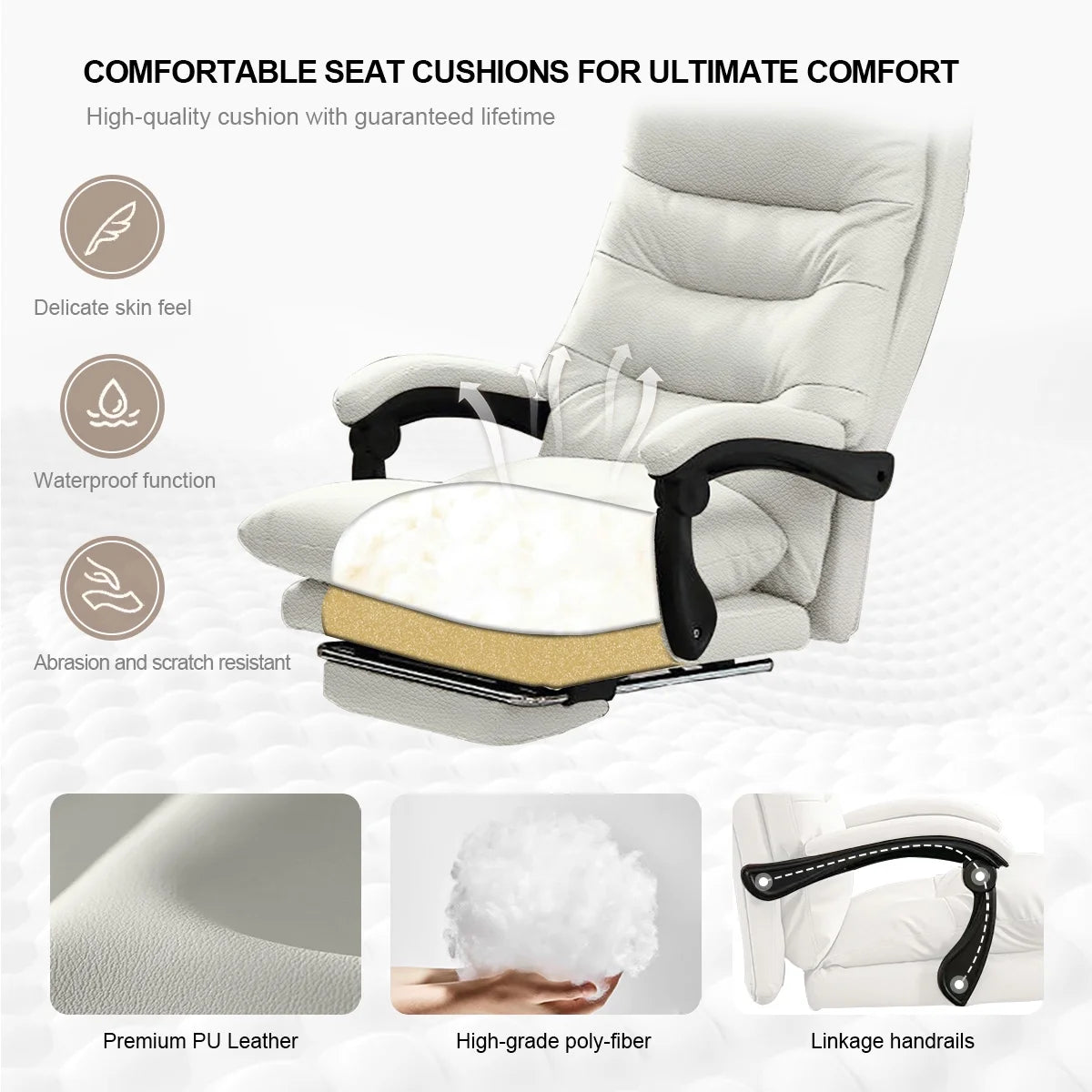 Comfortable Office Chair High Back Executive Desk Chair Leather Computer Gaming Chair Swivel Office Chairs with Footrest