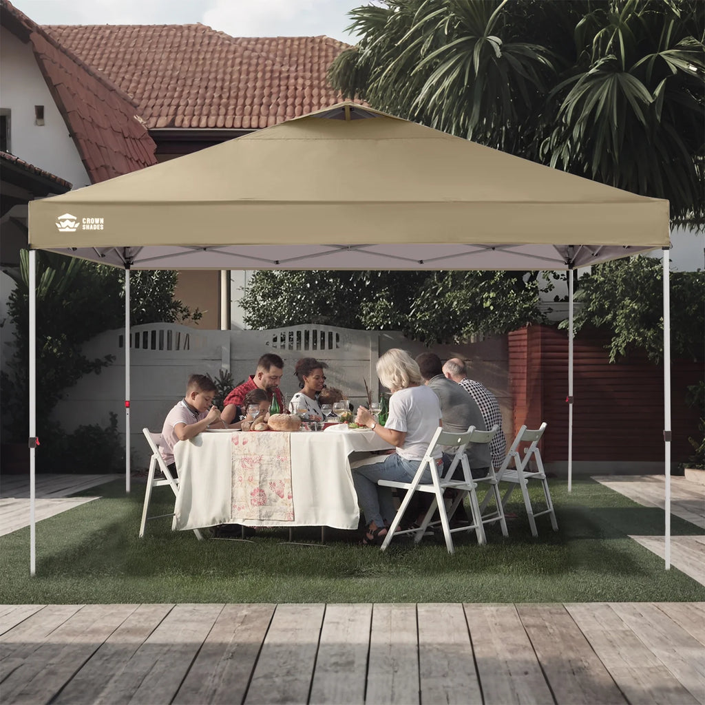 CROWN SHADES 8x8 Pop Up Canopy with One Push Setup Easy Outdoor Sun Shade for Events Parties Camping Forest Green