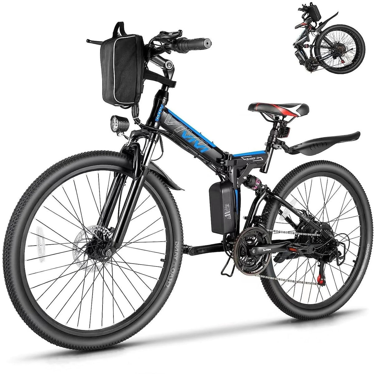 Vivi Electric Bike for Adults 26" Folding Electric Bike 500W Electric Mountain Bike 20MPH Full Suspension Electric Bike  with Cruise Control Up to 50 Miles