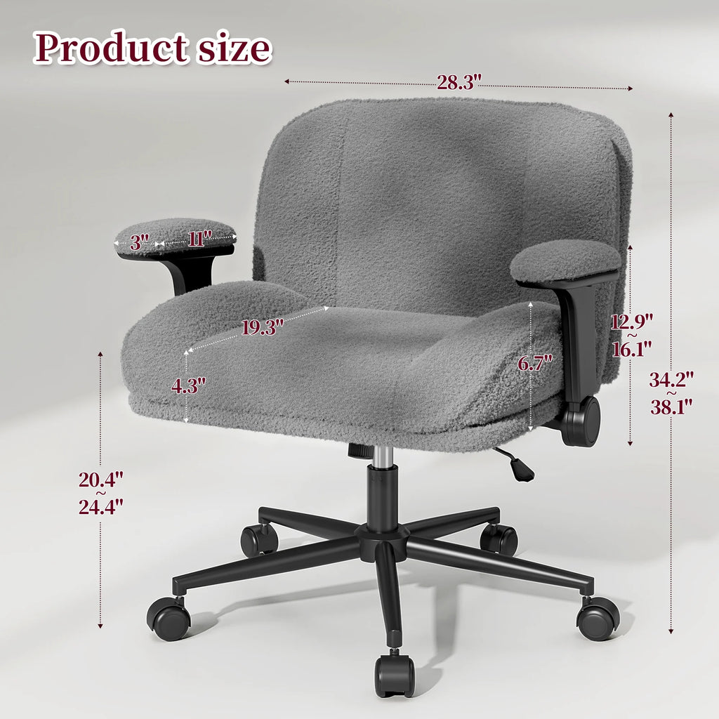 Romorgniz Criss Cross Chair with Adjustable Arms & Lumbar Support Office Chair with Reclining Back, Thick Cushion & Wheels for Office, Gaming, Reading, Vanity, Off-White