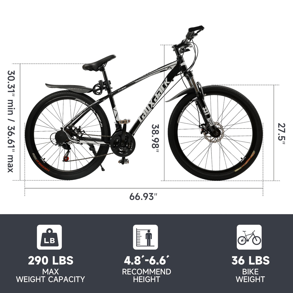 ARTUDATECH 27.5 Inch Mountain Bike, Shimano 21 Speed,  Dual Disc Brake Bike for Men Womens Adult, Full Suspension Bicycle