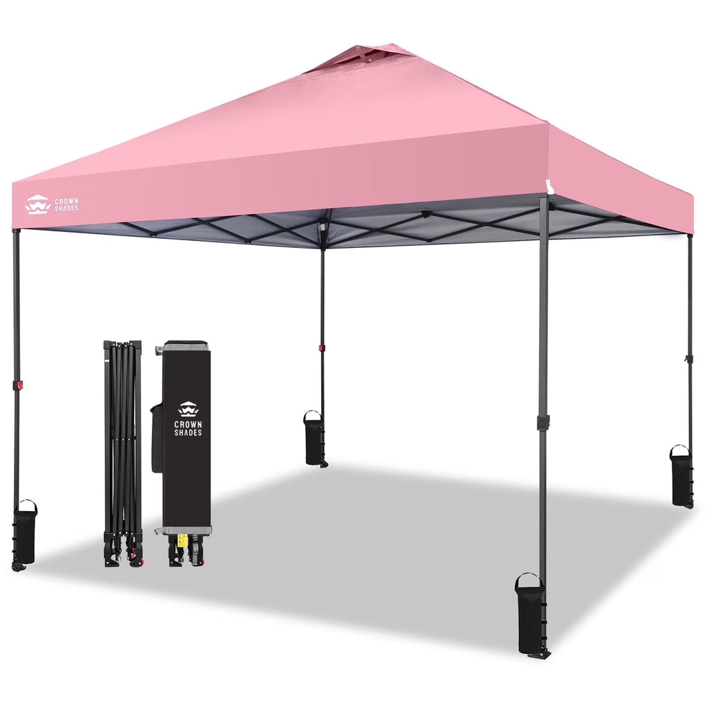 CROWN SHADES 8x8 Pop Up Canopy with One Push Setup Easy Outdoor Sun Shade for Events Parties Camping Forest Green
