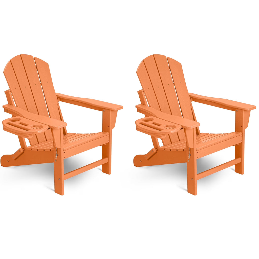 FOOWIN HDPE Plastic Adirondack Chairs Set of 4, Black