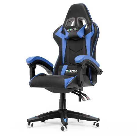 Bigzzia Gaming Chair Office Chair, Ergonomic Game Chair with Headrest & Lumbar Pillow, Black