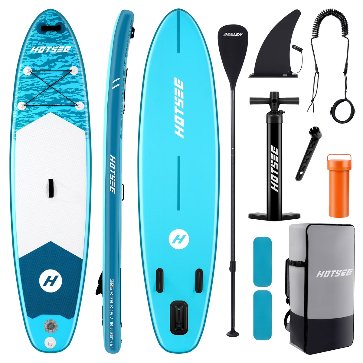 Hotsee 10' Inflatable Stand up Paddle Board 6'' Thick SUP Paddle Board with Accessories for Fishing, Non-Slip Deck, Double Action Pump