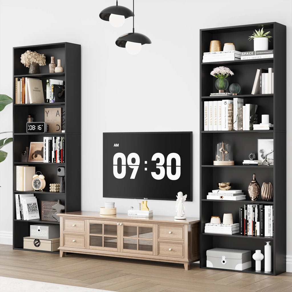 Homfa 82" Tall Bookcases, Freestanding Display Storage Shelves, 7-Tier Open Bookshelf for Home Office Living Room Bedroom, White