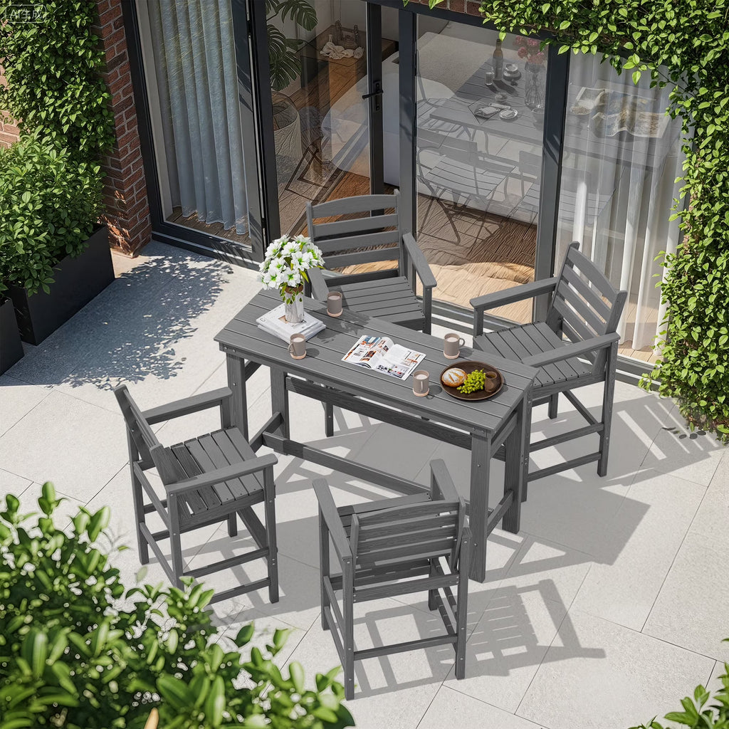 SERWALL 41" Outdoor Bar Table, HDPE All Weather Adirondack Outdoor Bar Height Table, Navy