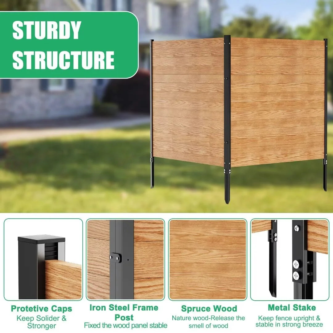 "NAIZEA Air Conditioner Fence, Pool Equipment Enclosure, Trash Can Enclosure, Metal Stake Wood Fence Panel 38"" W x 60"" H"