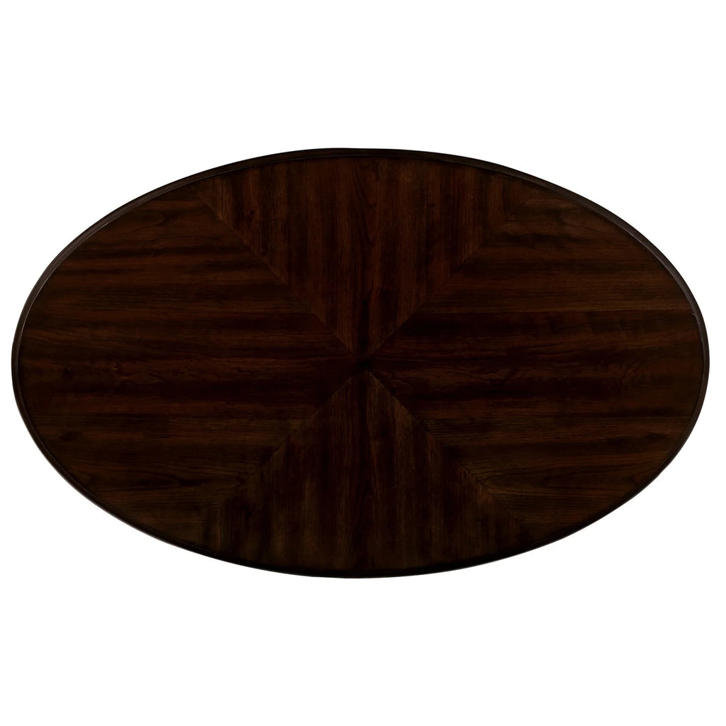 42" Oval Coffee Table with Storage Shelf, 2-Tier Solid Wood Cocktail Tea Table, Traditional Retro Center Table for Living Room, Bearing 400LBS, Cherry
