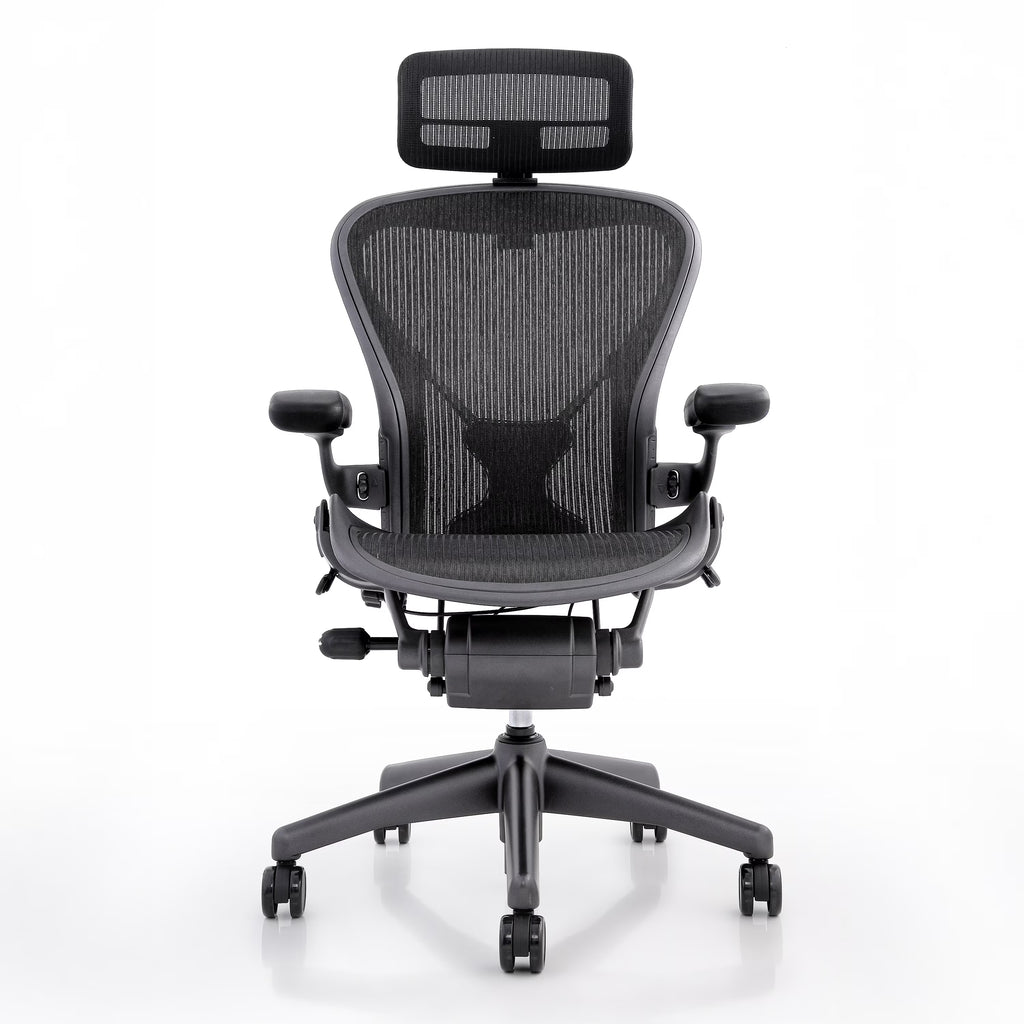 Herman Miller Aeron Chair Size B (𝙍𝙚𝙛𝙪𝙧𝙗𝙞𝙨𝙝𝙚𝙙)| Fully Adjustable Ergonomic Mesh Office Chair with Posture Fit Support, Tilt Limiter, and Roller Index Arm Adjustments With Headrest