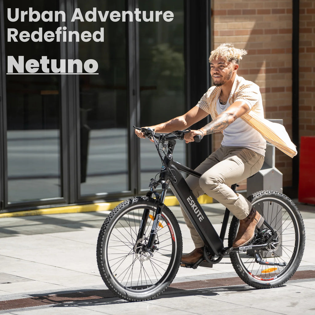 ESKUTE Netuno 27.5" Electric Bike, 48V 500W Bafang Motor, 48V 15Ah Removable Battery, Shimano 7 Speed Gears, Hydraulic Front Suspension and Disc Brakes