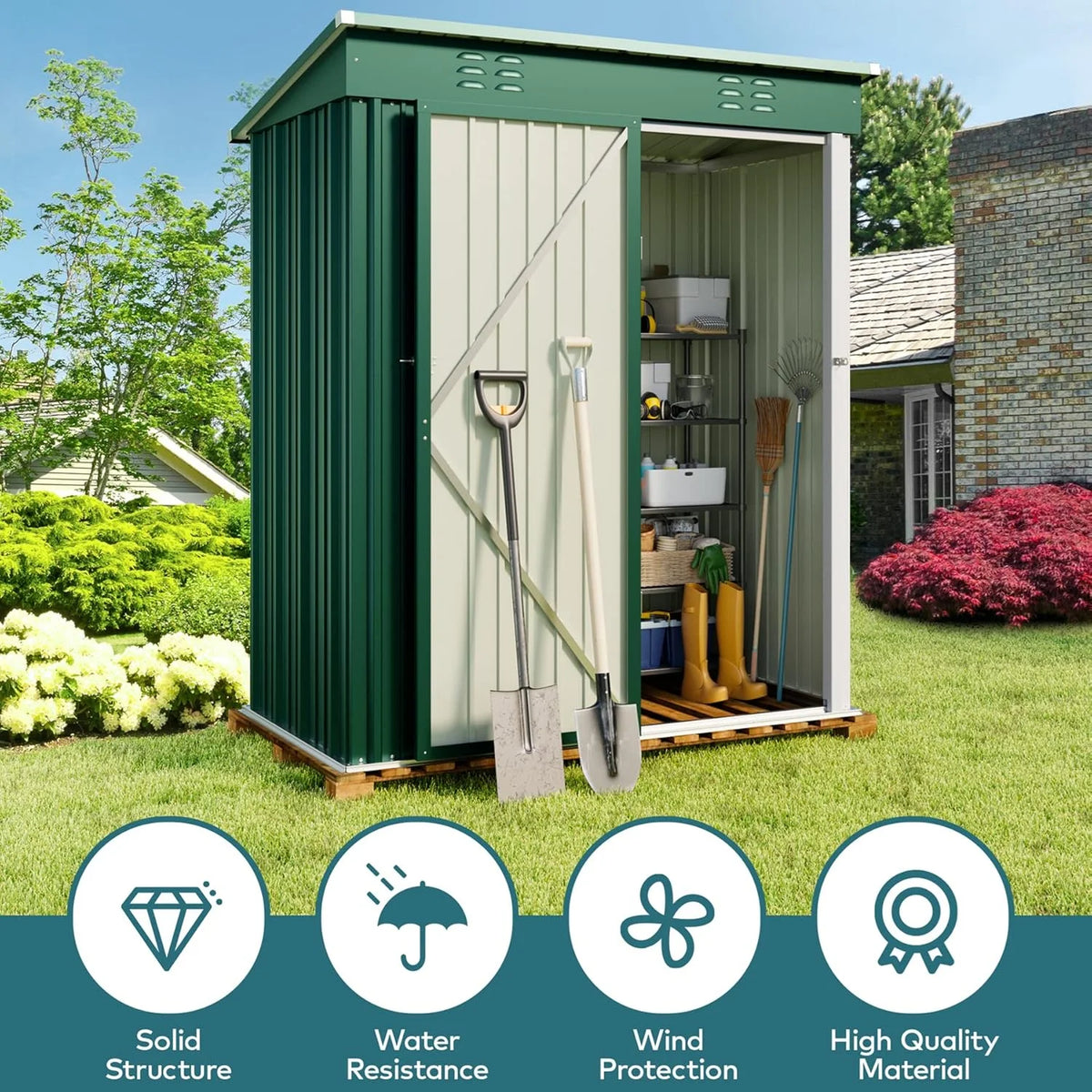 5'x3' Outdoor Storage Shed, Lofka Metal Storage Tool Shed with Single Lockable Door, for Bike| Garden Tools| Patio, Grey