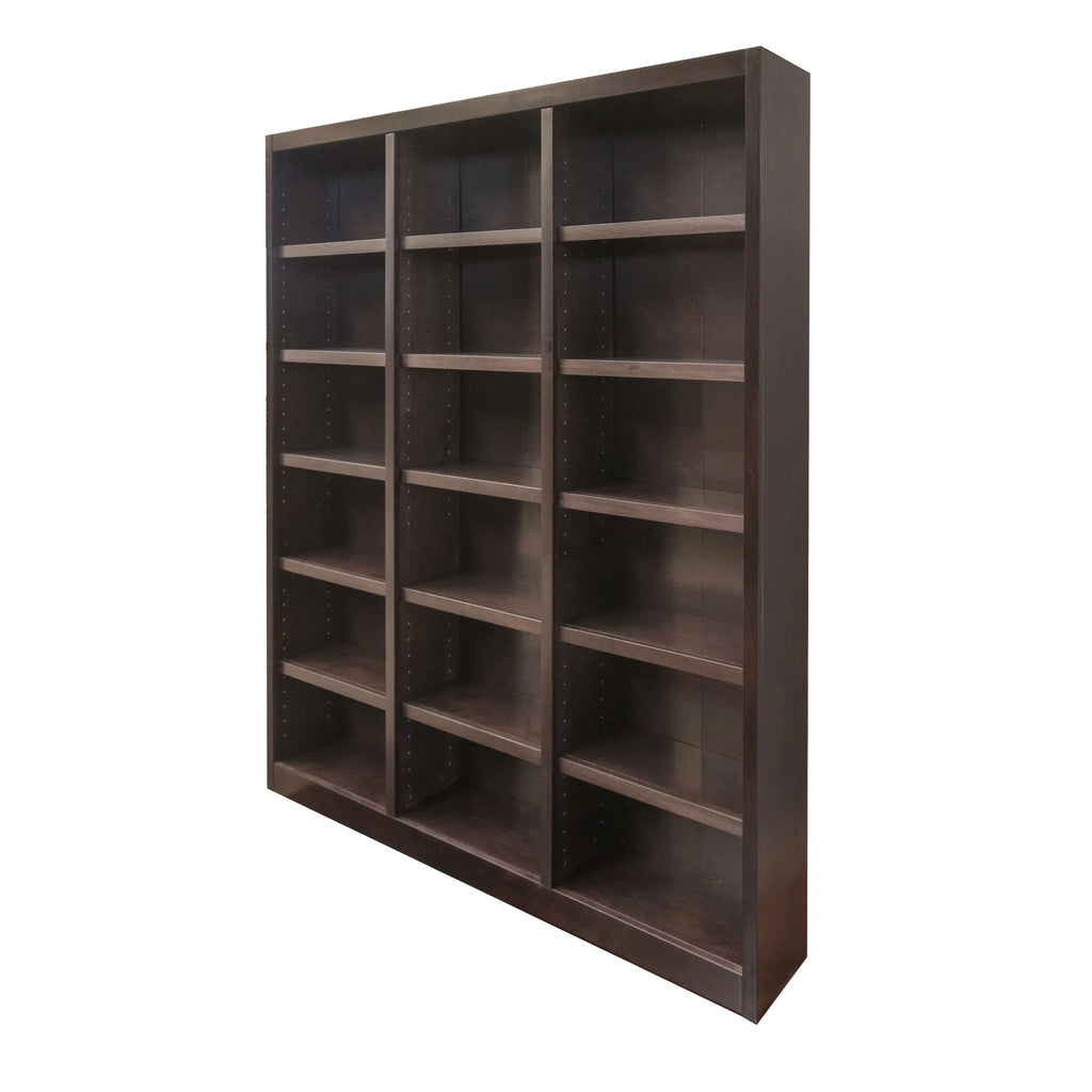 Concepts in Wood 18 Shelf Triple Wide Wood Bookcase, 84 inch Tall - Cherry Finish