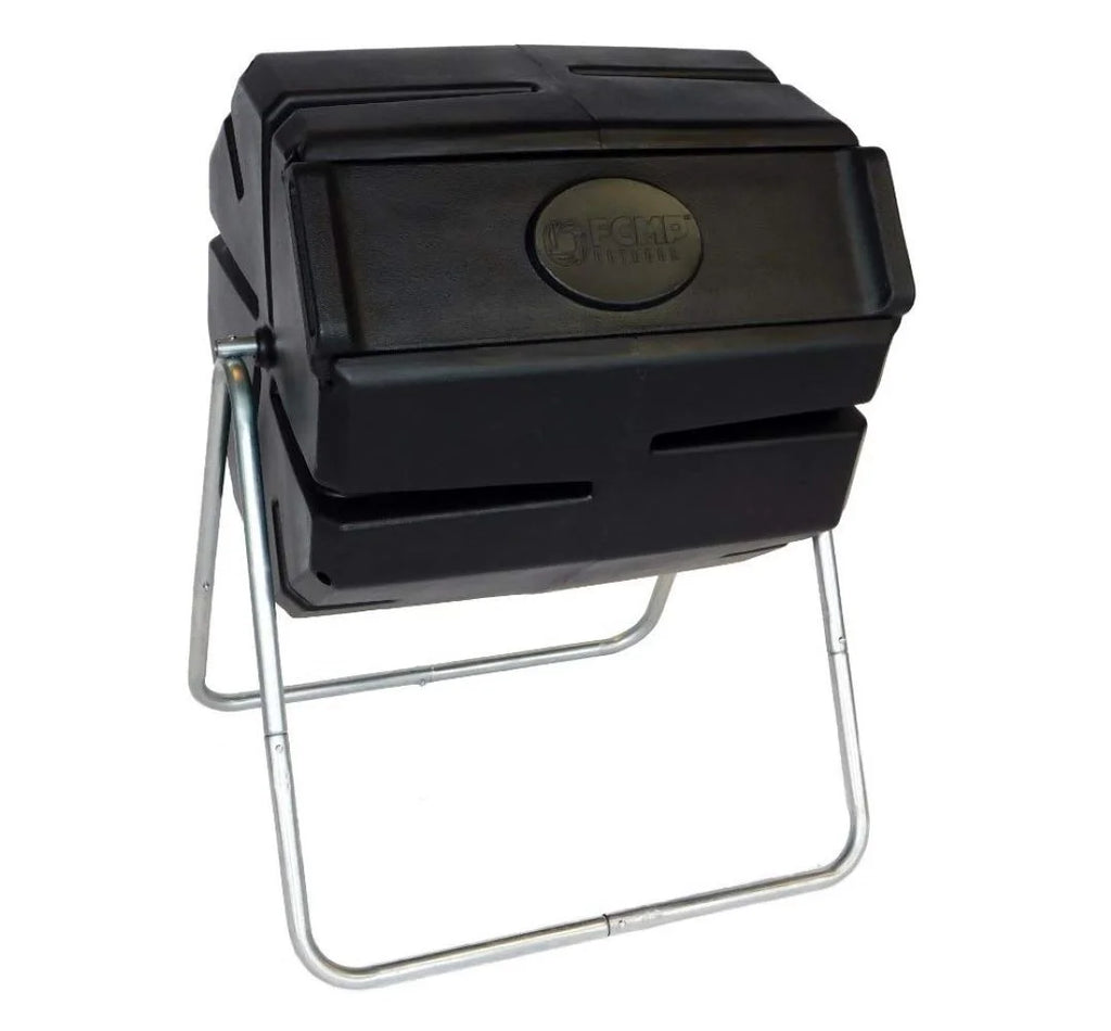 FCMP Outdoor 37 Gallon Single Chamber Roto Tumbling Compost Bin, Black
