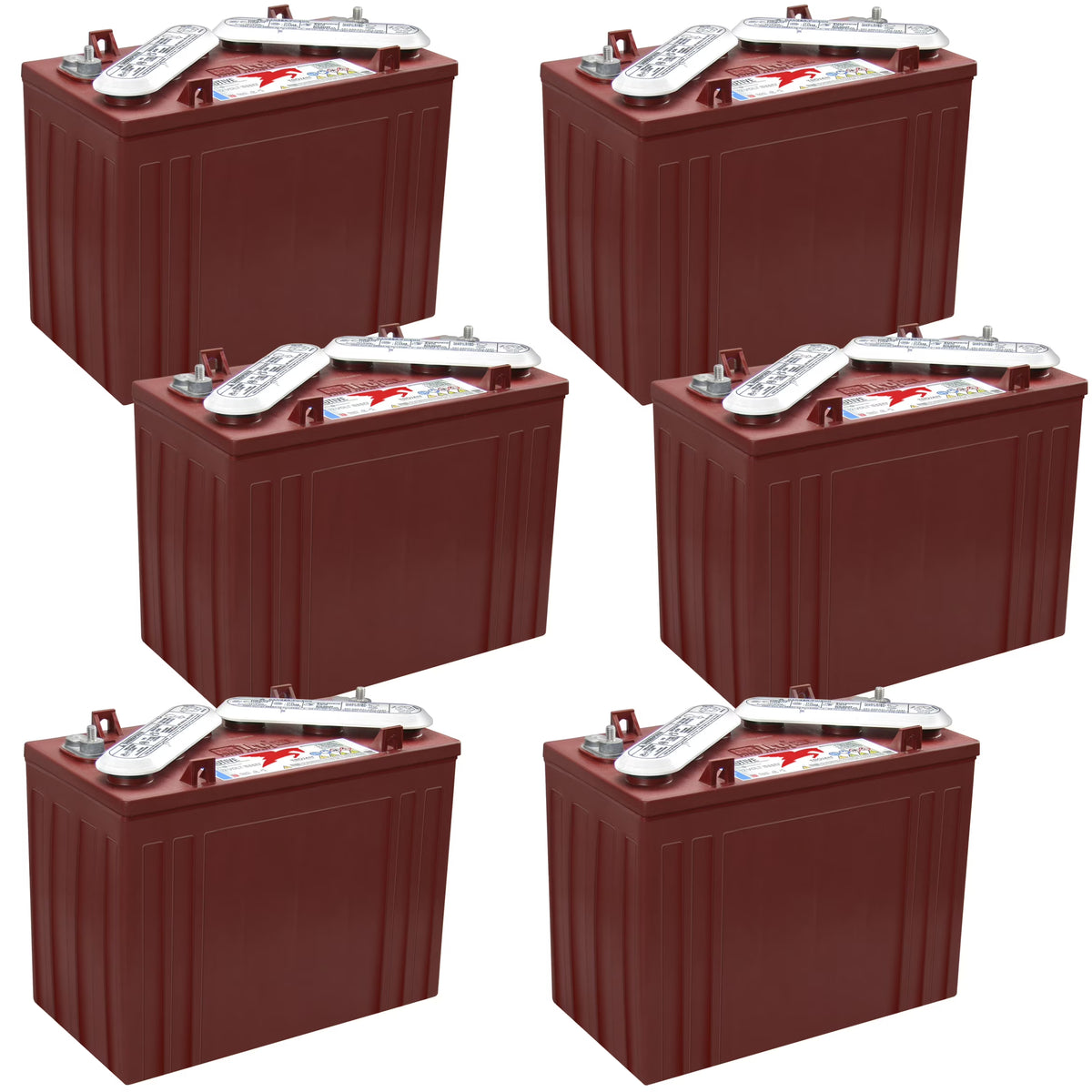 Trojan T-1275 12V 150Ah Flooded Lead Acid GC12 Deep Cycle Battery x6