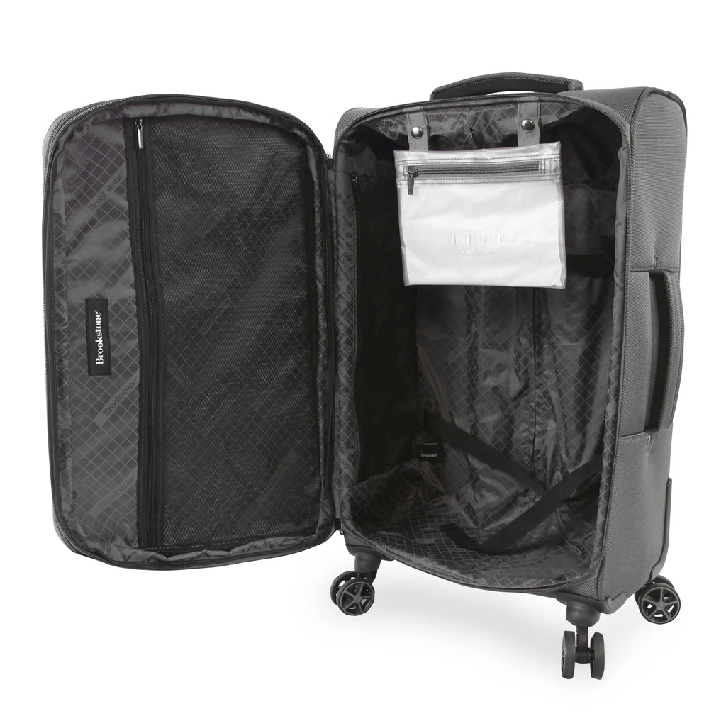 Brookstone Harbour 22" Softside Carry-on Spinner Luggage - Dark Charcoal