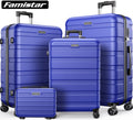 Famistar Hardside Luggage Suitcase 4 Piece Set with 360° Double Spinner Wheels Integrated TSA Lock, 14” Travel Case, 20" Carry-On Luggage, 24" Checked Luggage and 28" Checked Luggage, Blue