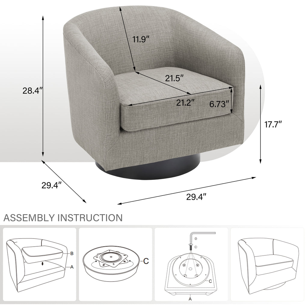 DREAMSIDEA Swivel Barrel Accent Chair for Living Room, Modern Upholstered Round Club Armchair-Cream
