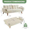 MILEMONT 75.39" Futon Sofa Bed, Convertible Folding Futon Couch Recliner Lounge For Living Room With 2 Pillow/Armrest Beige