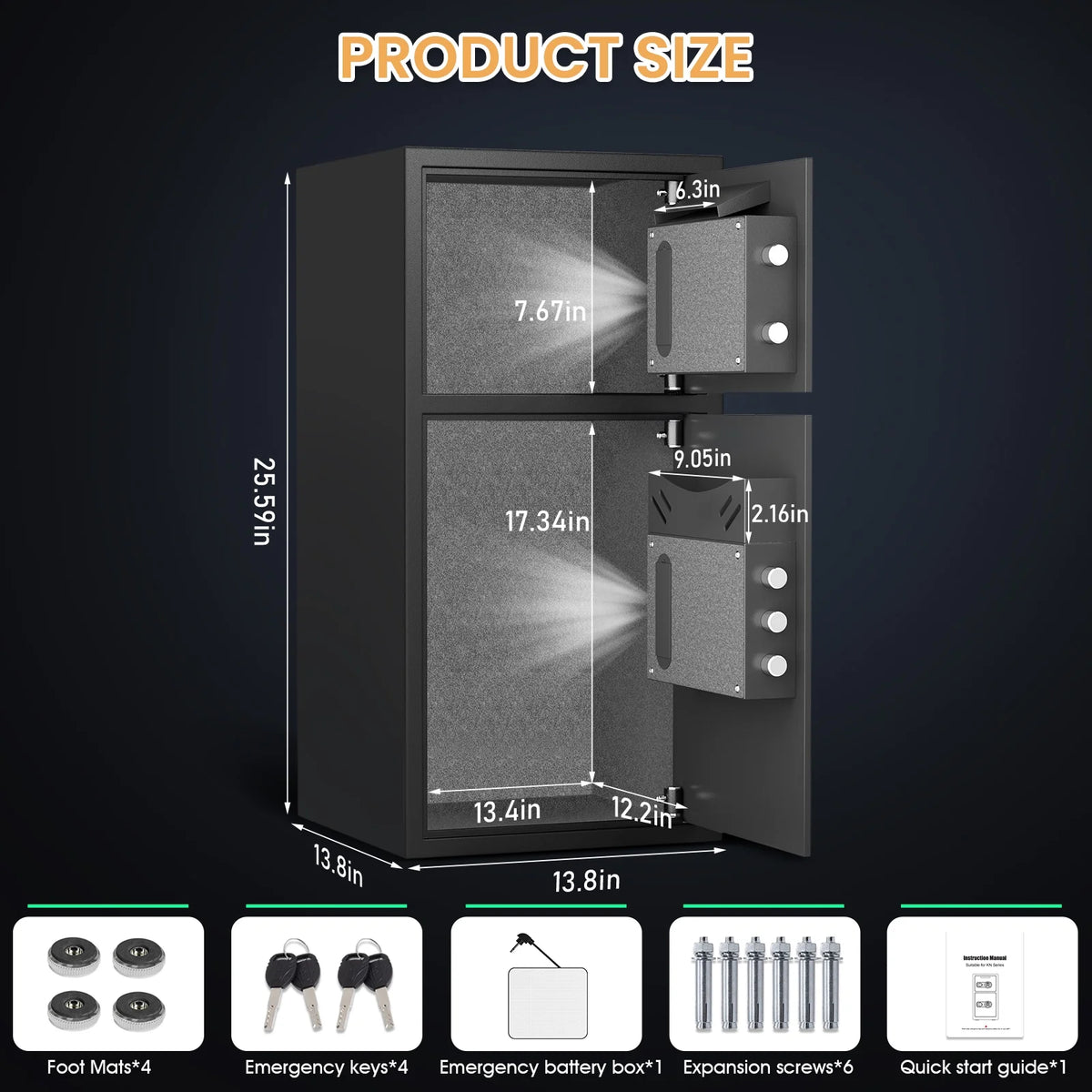 Silkight Safe - 6.0 Cu ft Home Safe Box - Fireproof Safe Depository Drop Safe with Backlit Keypad & Alarm System for Business Home Money Safe