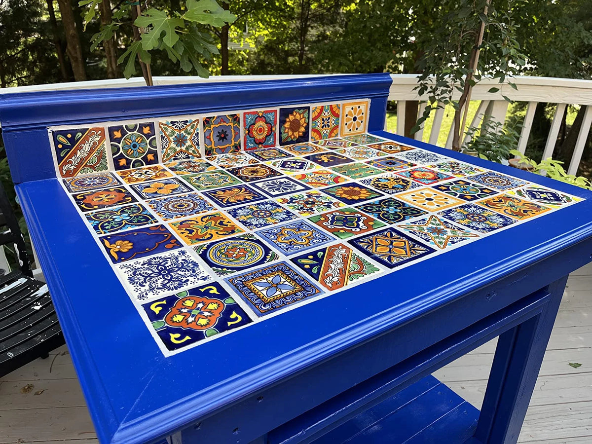 100 Mexican Tiles 4x4 Handpainted Hundred Pieces 10 Different Designs