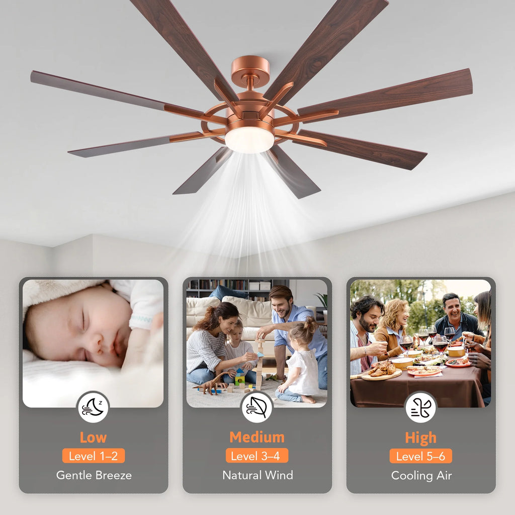 Bestco 60" Ceiling Fan with Light Kit and Remote Control for Farmhouse Living Room