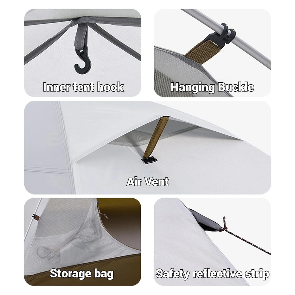 Naturehike, Ultralight Hiking Tent, Portable Camping Tent with Two Doors, Waterproof and Wind-resistant Dome Tent, UV Protection Backpacking Tent