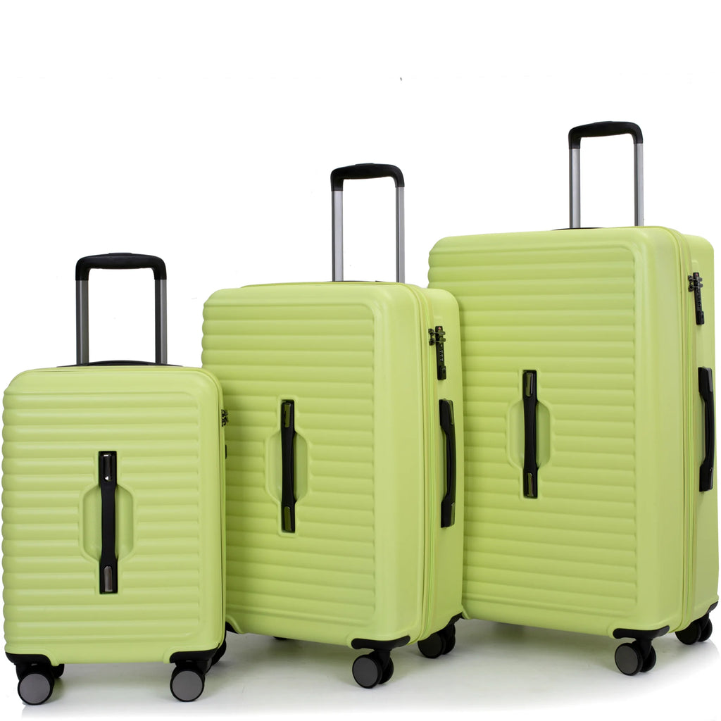 PAPROOS 3-Piece Luggage Set (20''/24''/28''), Hardshell Lightweight Suitcase with USB Port and Side Hooks, Travel Luggage with TSA-Lock, Hardside Rolling Luggage for School, Travel, Pink