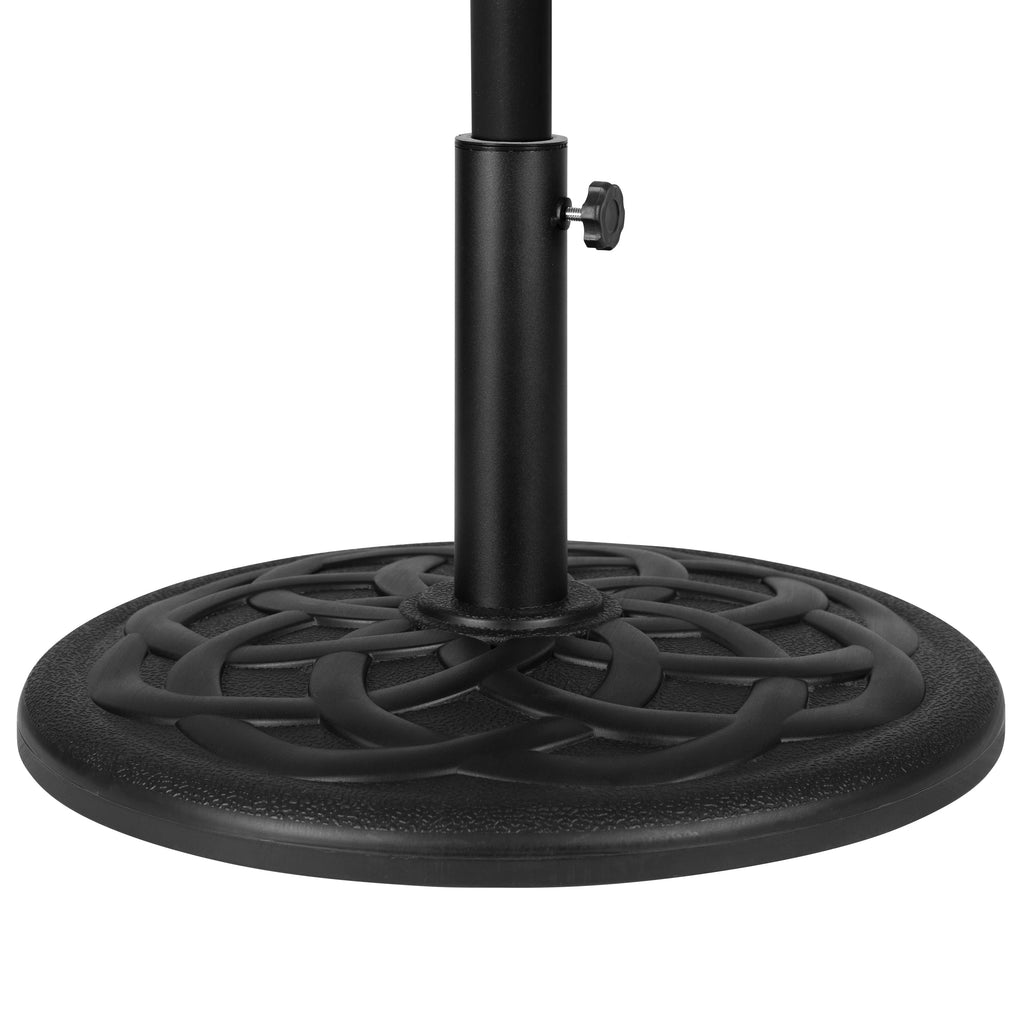 Merrick Lane Patio Umbrella with Base - 9' Tan Polyester Patio Umbrella - 30+ UV Protection - Waterproof Black Cement Base with 1.5" Diameter Aluminum Pole