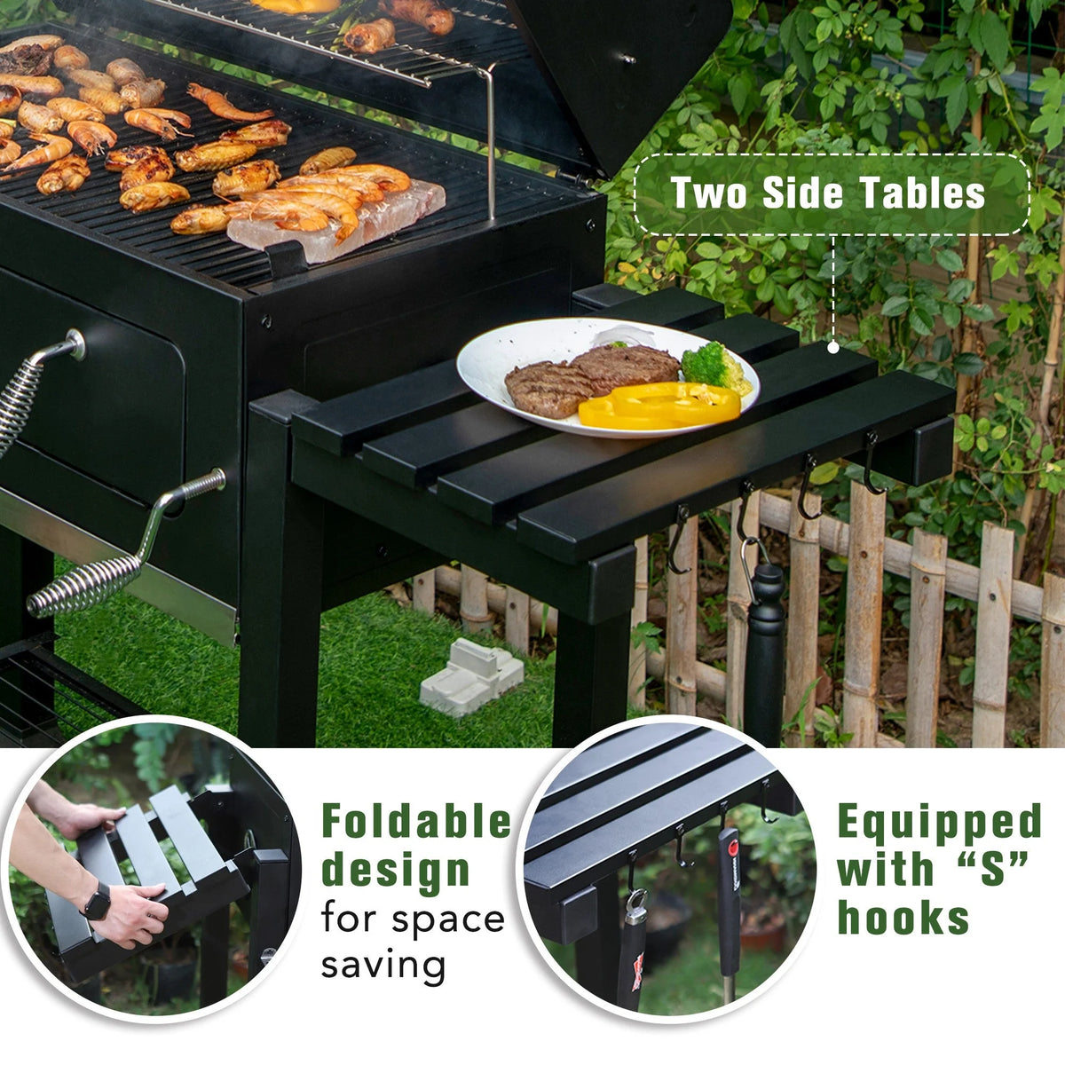 & William 34-inch BBQ Charcoal Grill Outdoor Portable Barbecue Grill