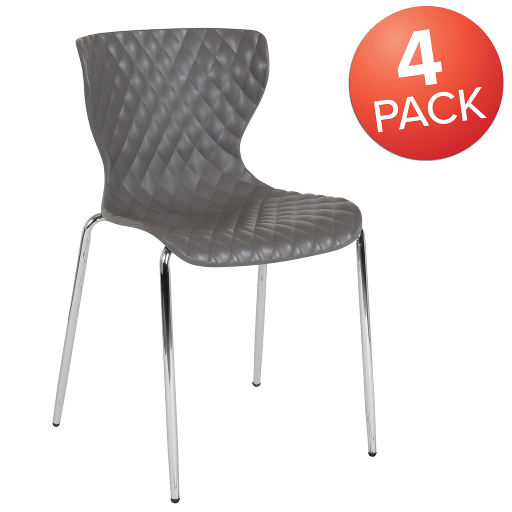 Flash Furniture 4 Pack Lowell Contemporary Design Orange Plastic Stack Chair