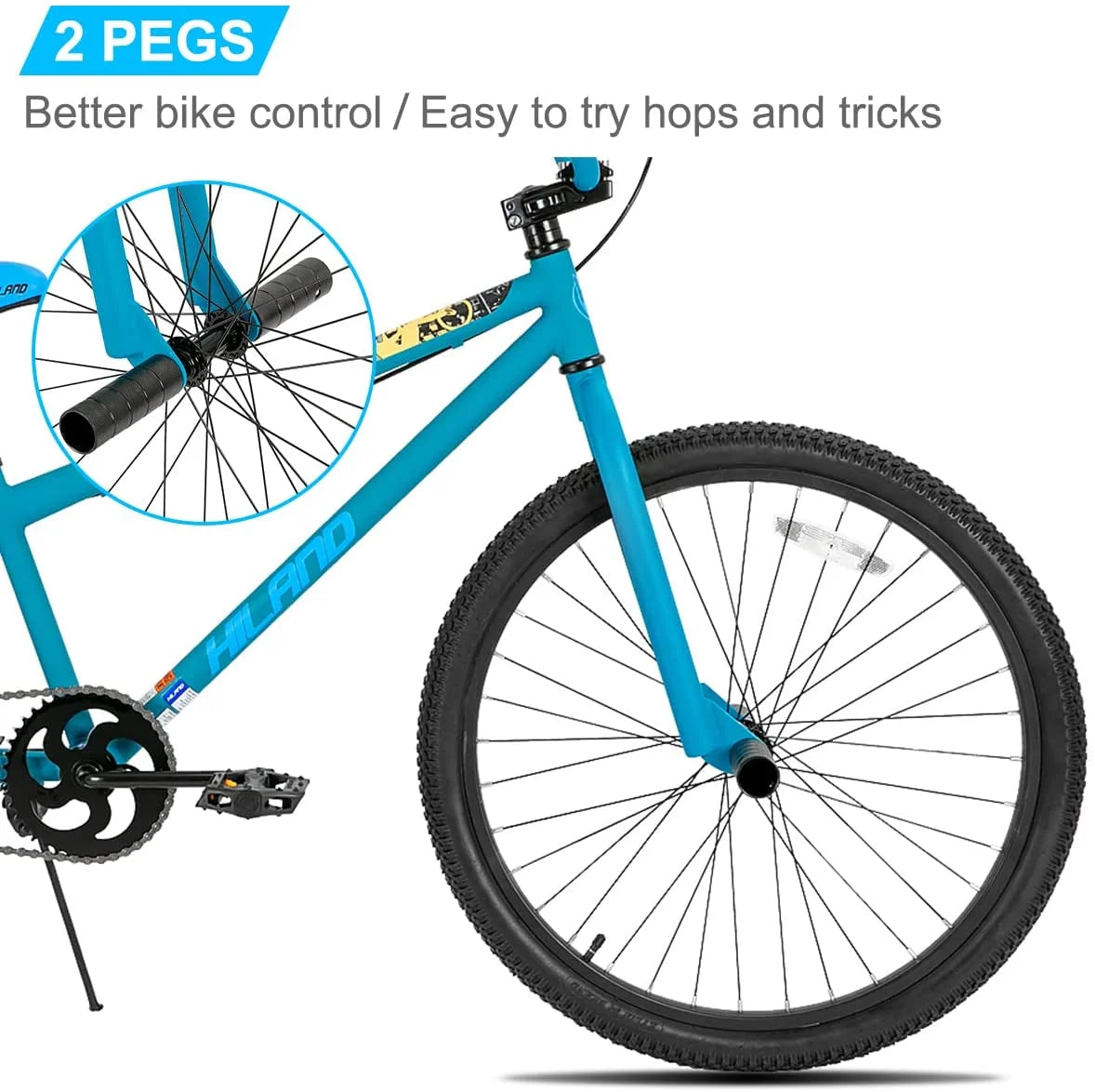 Hiland BMX BIKE 24 & 26 inch, Beginner-Level to Advanced Riders with 2 Pegs for Adults, Multiple Colors