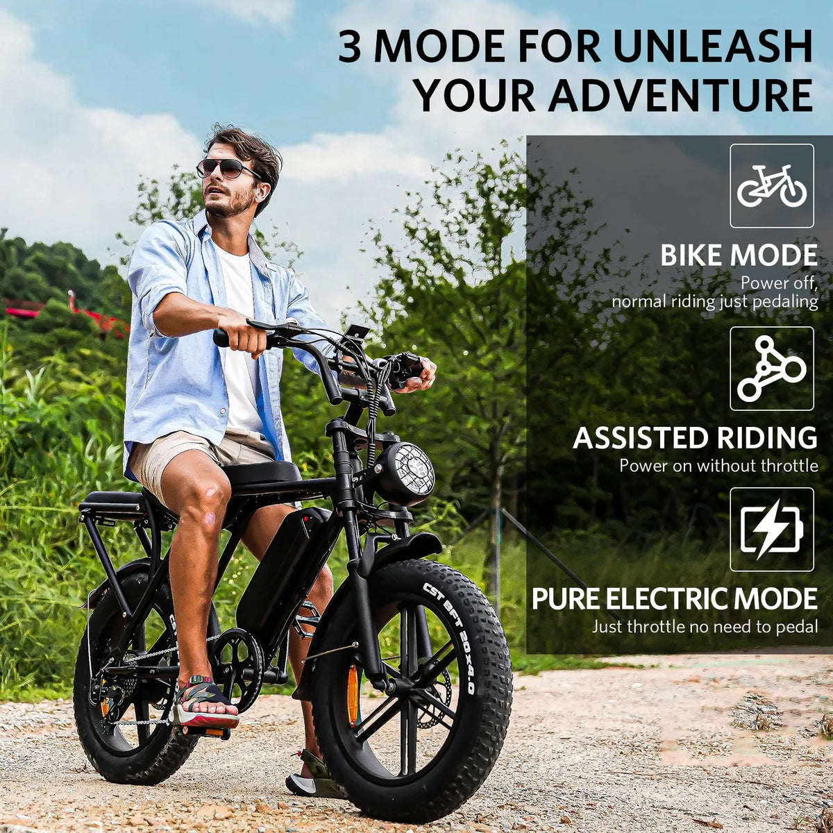 VTOKW Electric Bike for Adults,1000W Peak Motor Adult Electric Bicycle,48V 15.6Ah Battery,Up to 31MPH,20'' Fat Tire Ebike,Dual Disc Brakes Mountain Bike for Cycling,7 Speed E Bike,E-bike UL2849