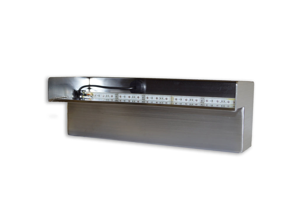 Half Off Ponds Steel Elegance Stainless Steel Spillway, 24 in., 304 SS, 1.5 in. Back Inlet, for Wet Walls & Formal Falls