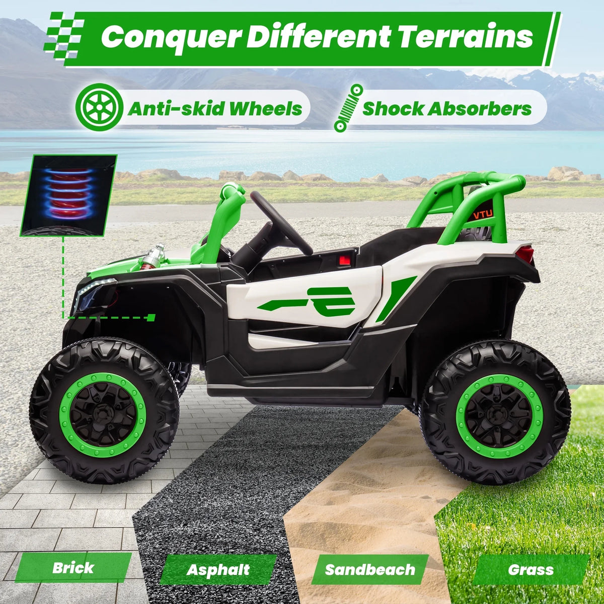 Joyracer 4WD 24 Volt Ride on Toys, 2 Seater Power Car wheels UTV with 800W Motors, Remote Control, Bluetooth Music, Spring Suspension, LED Light, Pink